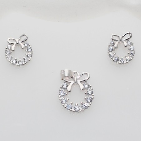Conjunto Lazo Plata 925 – Pendientes + Colgante de Elegancia Atemporal